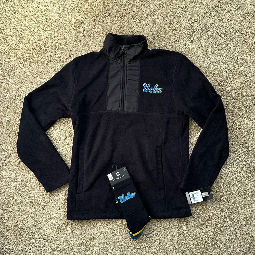 NWT UCLA zip fleece and athletic socks